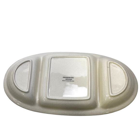 Pottery Barn 'Sophia' Blue & White Chinoiserie Willow Divided Oval Dish/Tray - Picture 5 of 5